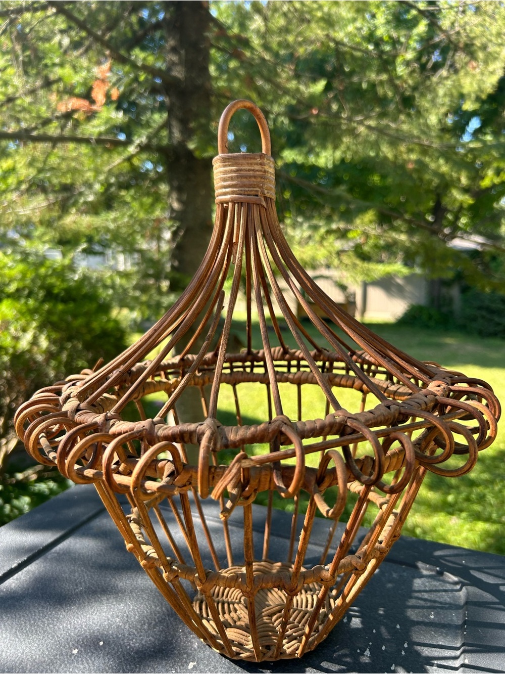 Vintage Basket French Country Woven Hanging Removable Cottagecore Boho 12x16 - Picture 4 of 9